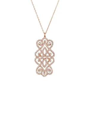 Regal Rose Large Pendant Necklace Rosegold