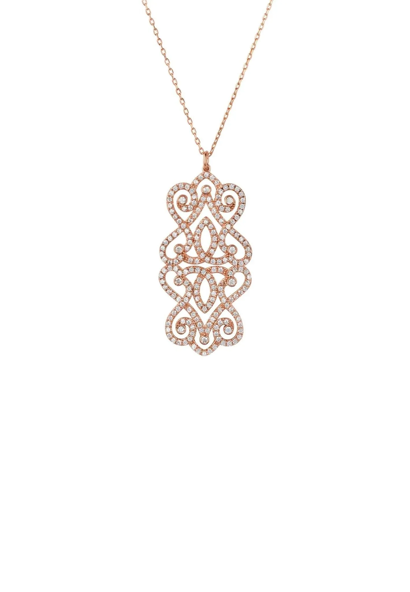Regal Rose Large Pendant Necklace Rosegold