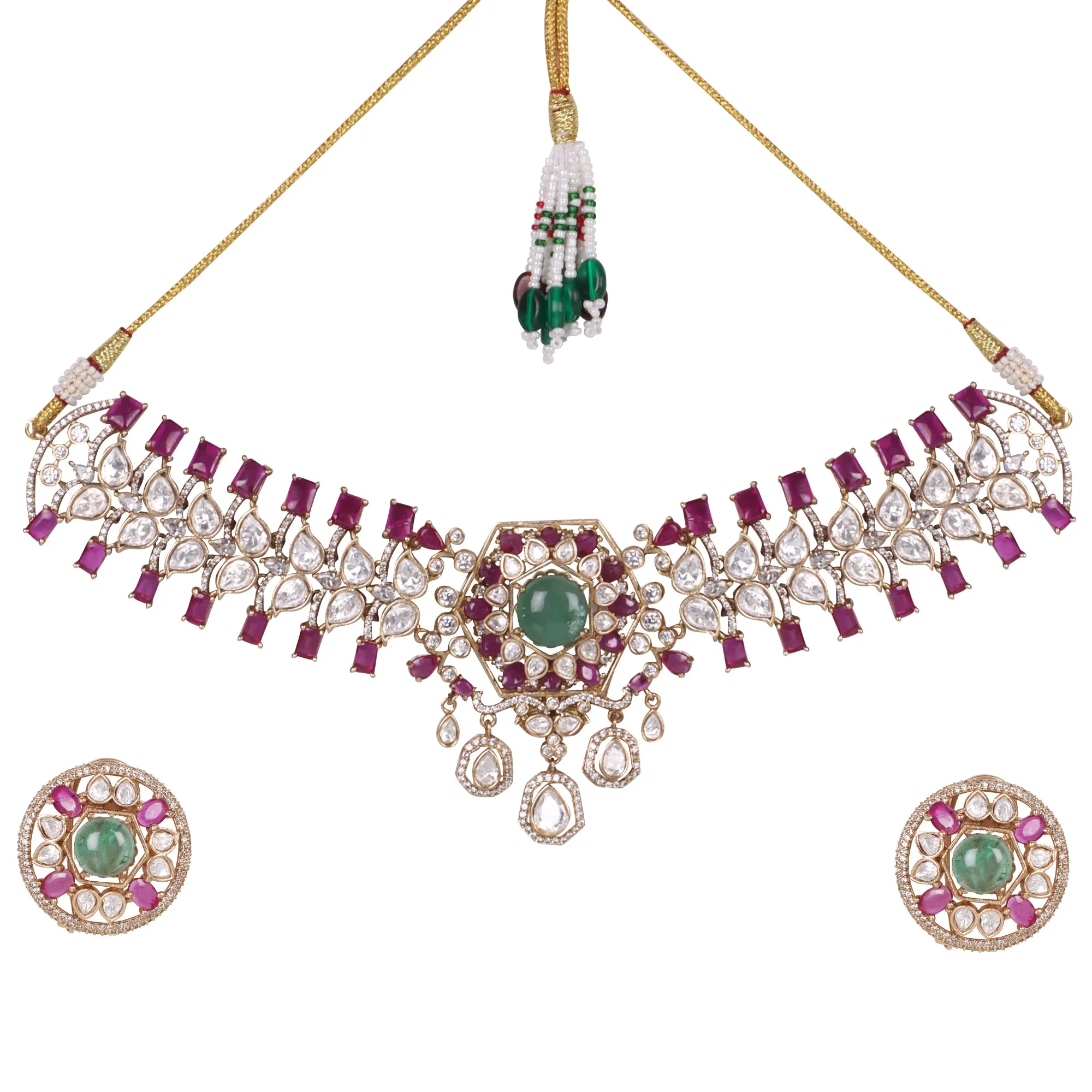 Regal Ruby & Emerald Kundan Choker Set