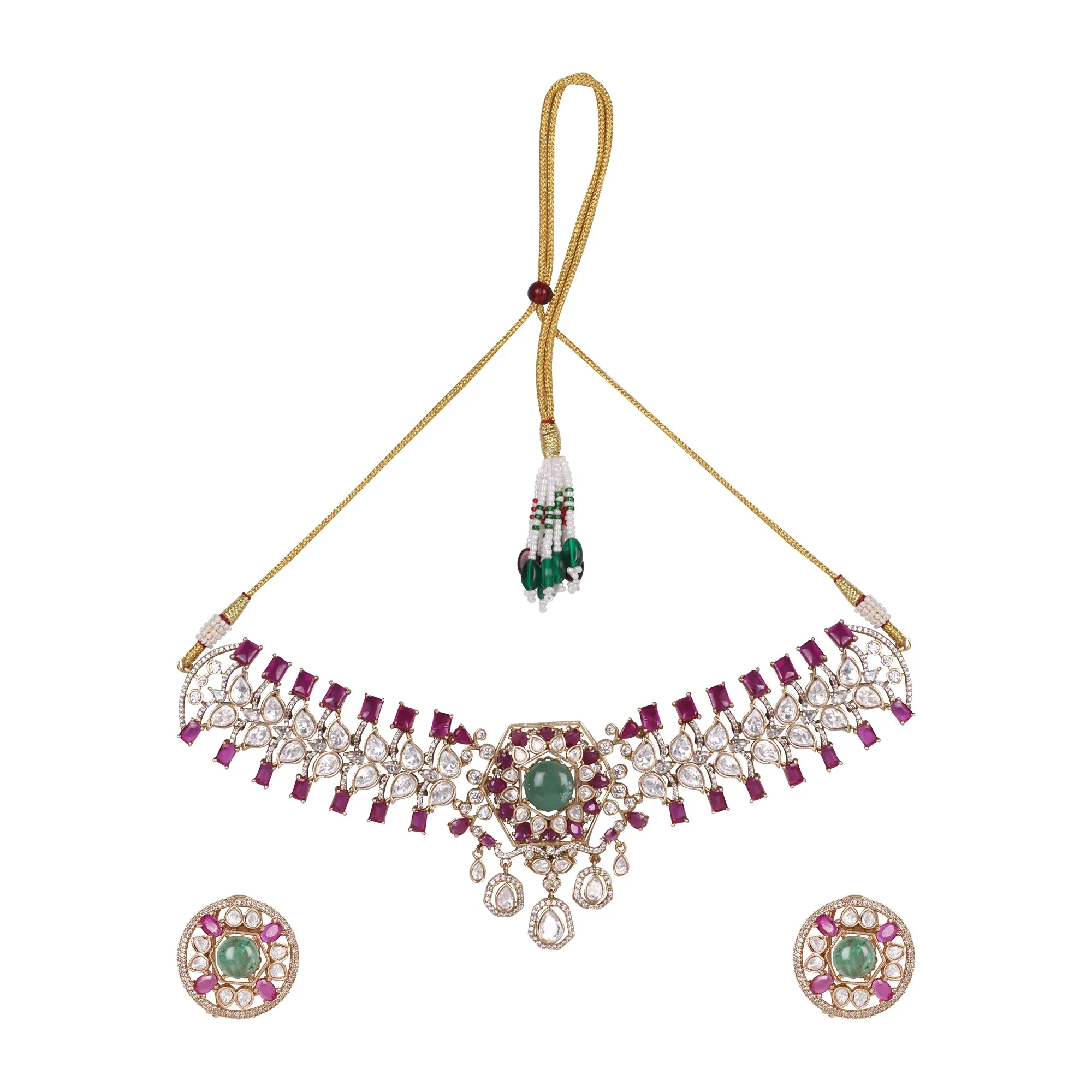 Regal Ruby & Emerald Kundan Choker Set