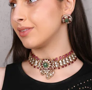 Regal Ruby & Emerald Kundan Choker Set