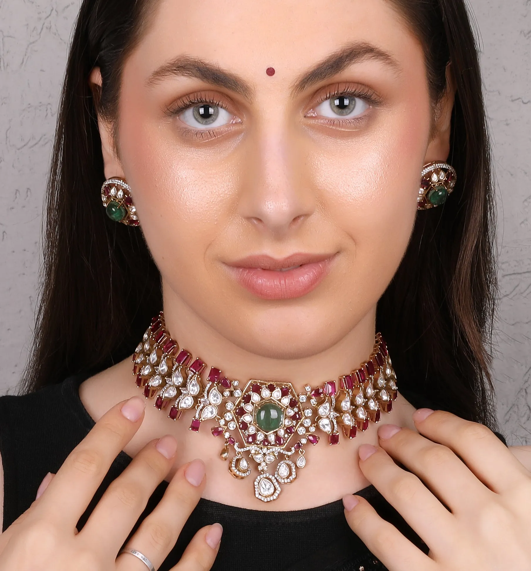 Regal Ruby & Emerald Kundan Choker Set