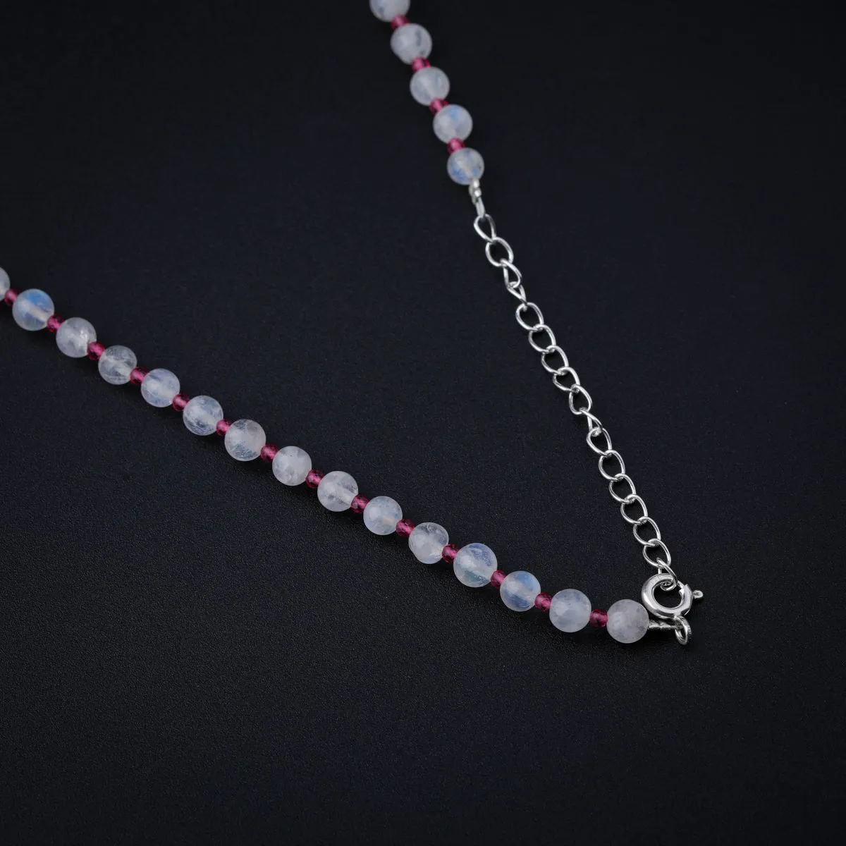 Rhodolite and Moonstone Silver Necklace