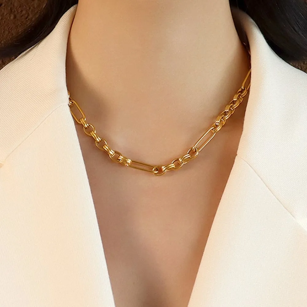 Roxanne Oval Link Paperclip Chain Gold Necklace