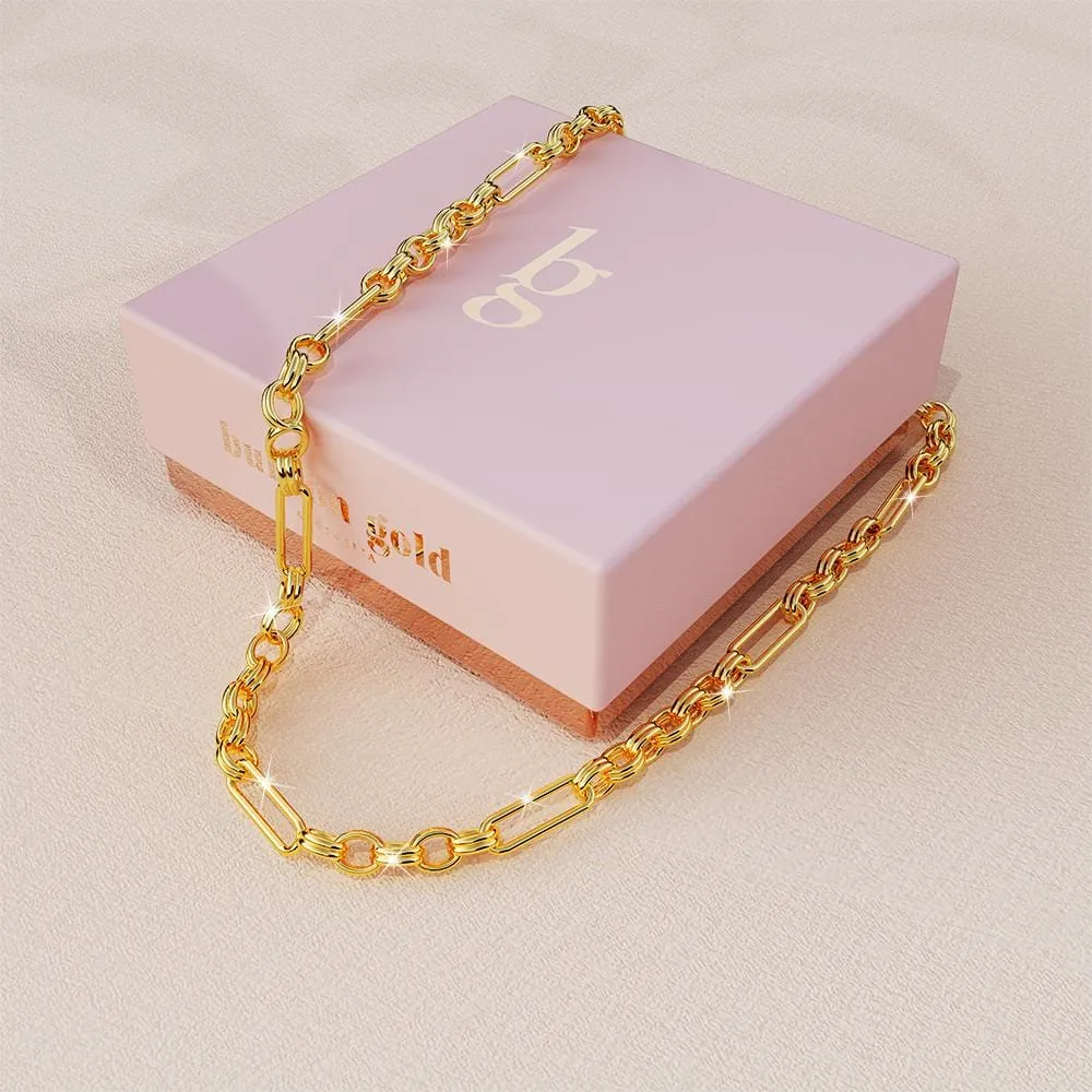 Roxanne Oval Link Paperclip Chain Gold Necklace