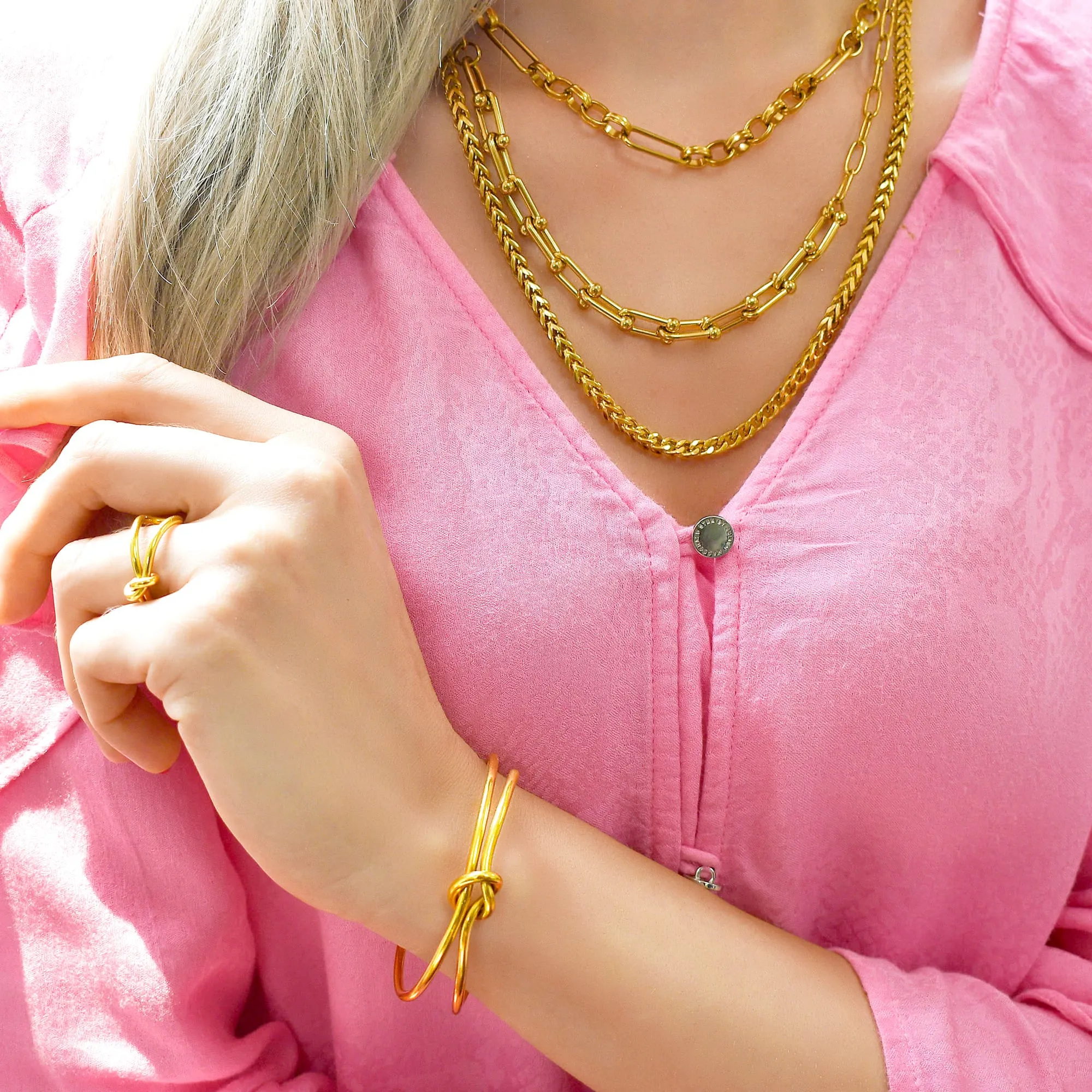 Roxanne Oval Link Paperclip Chain Gold Necklace