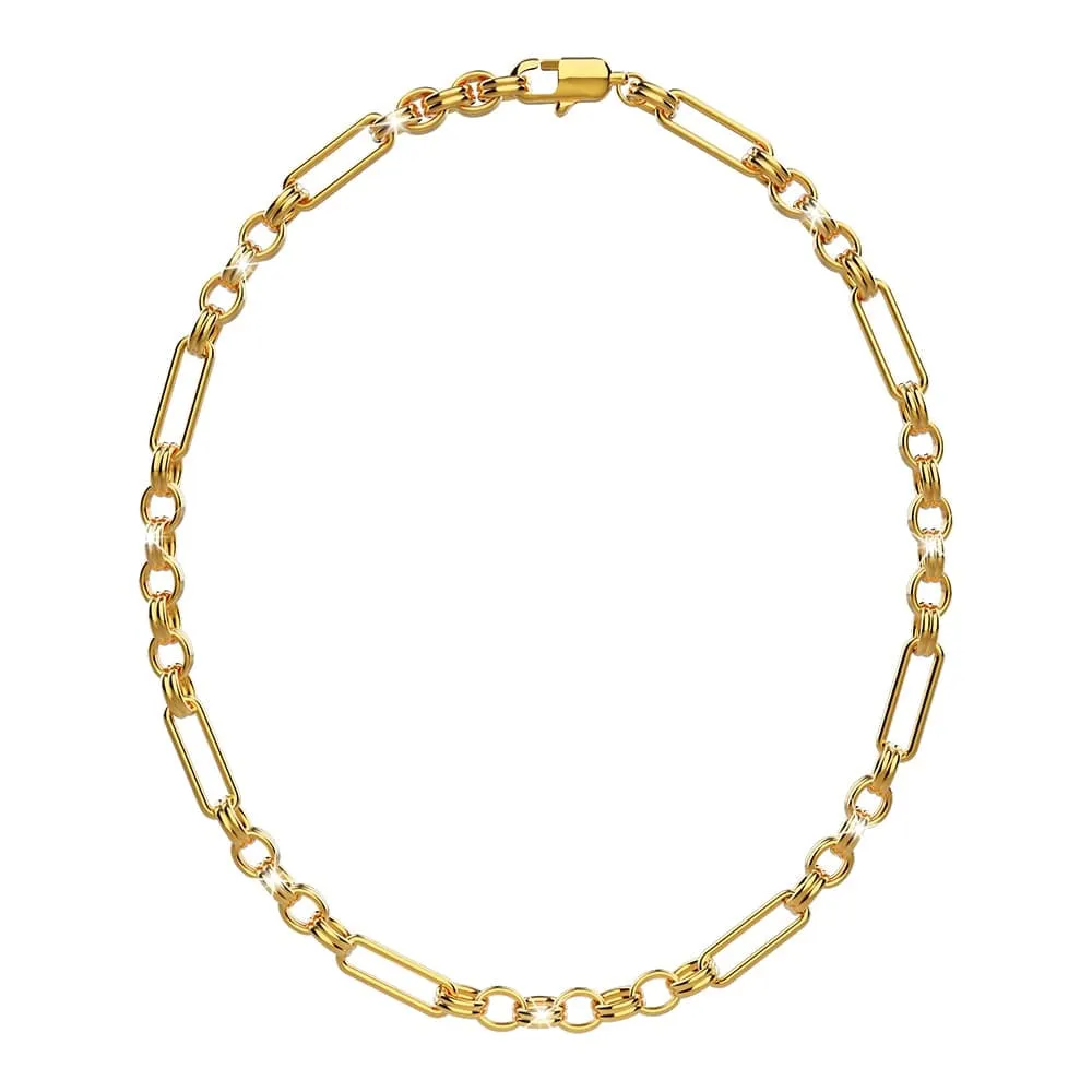 Roxanne Oval Link Paperclip Chain Gold Necklace