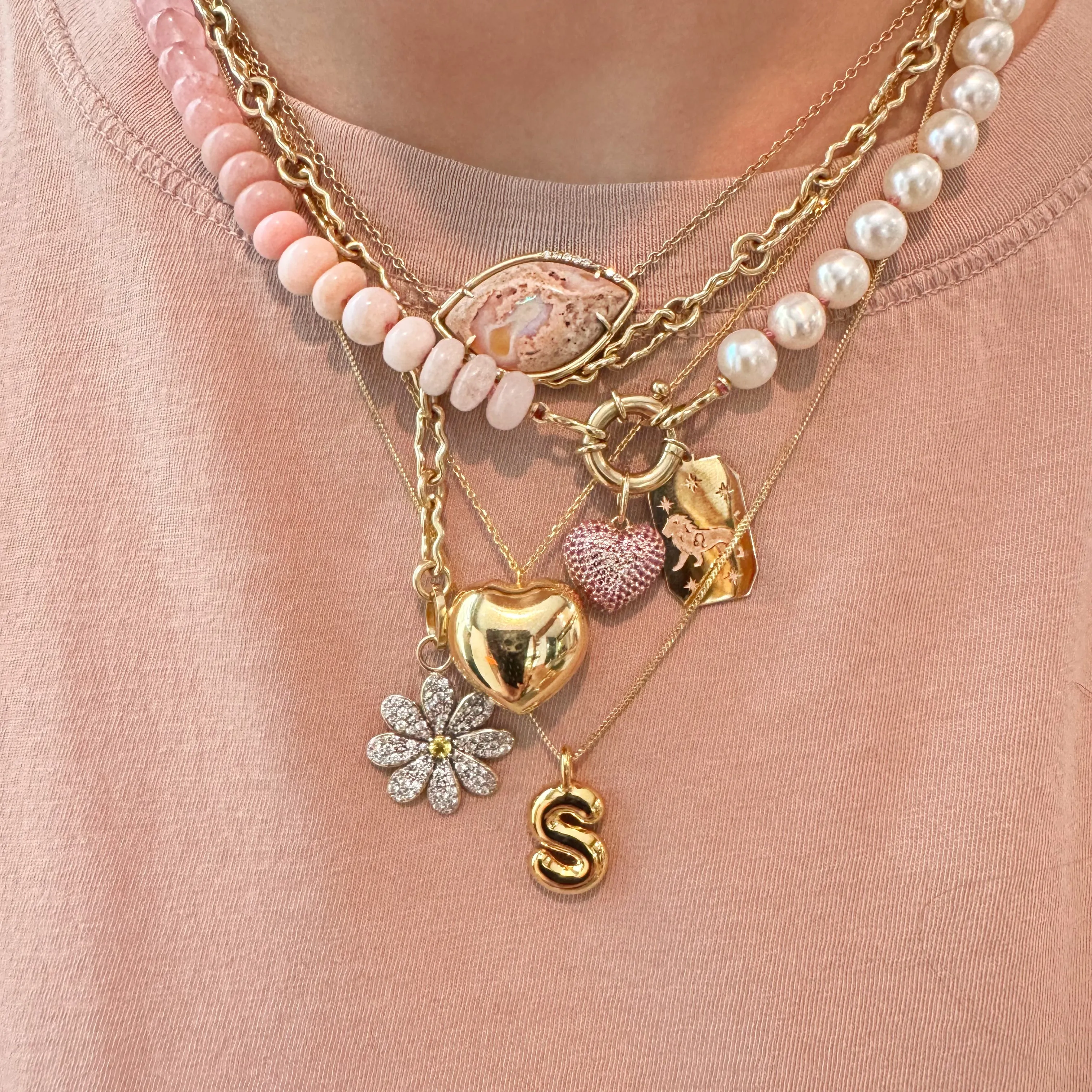 Royal Rounded Puffy Heart Pendant Necklace