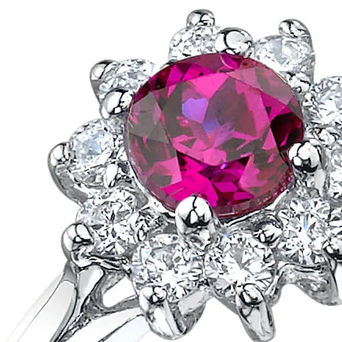 Ruby Round Cut Sterling Silver Ring Size 6