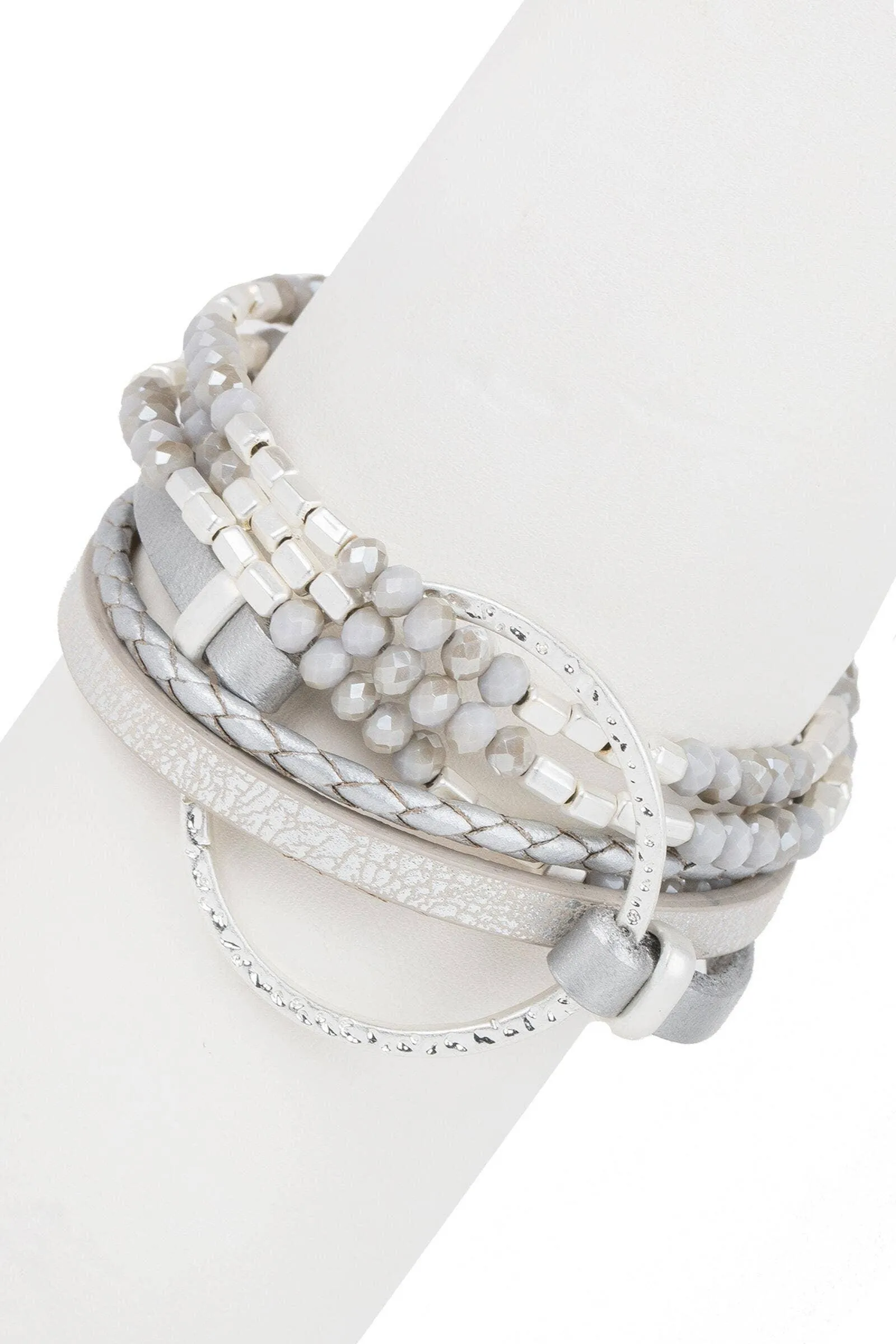 Saachi Metallic Go With The Flow Taupe Beaded Bracelet