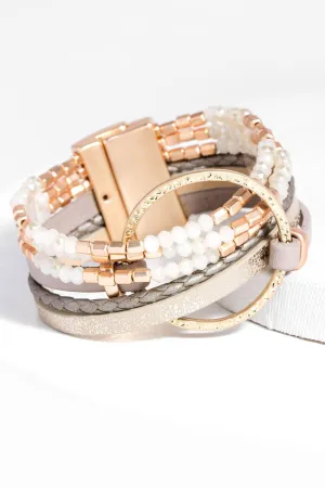 Saachi Metallic Go With The Flow Taupe Beaded Bracelet