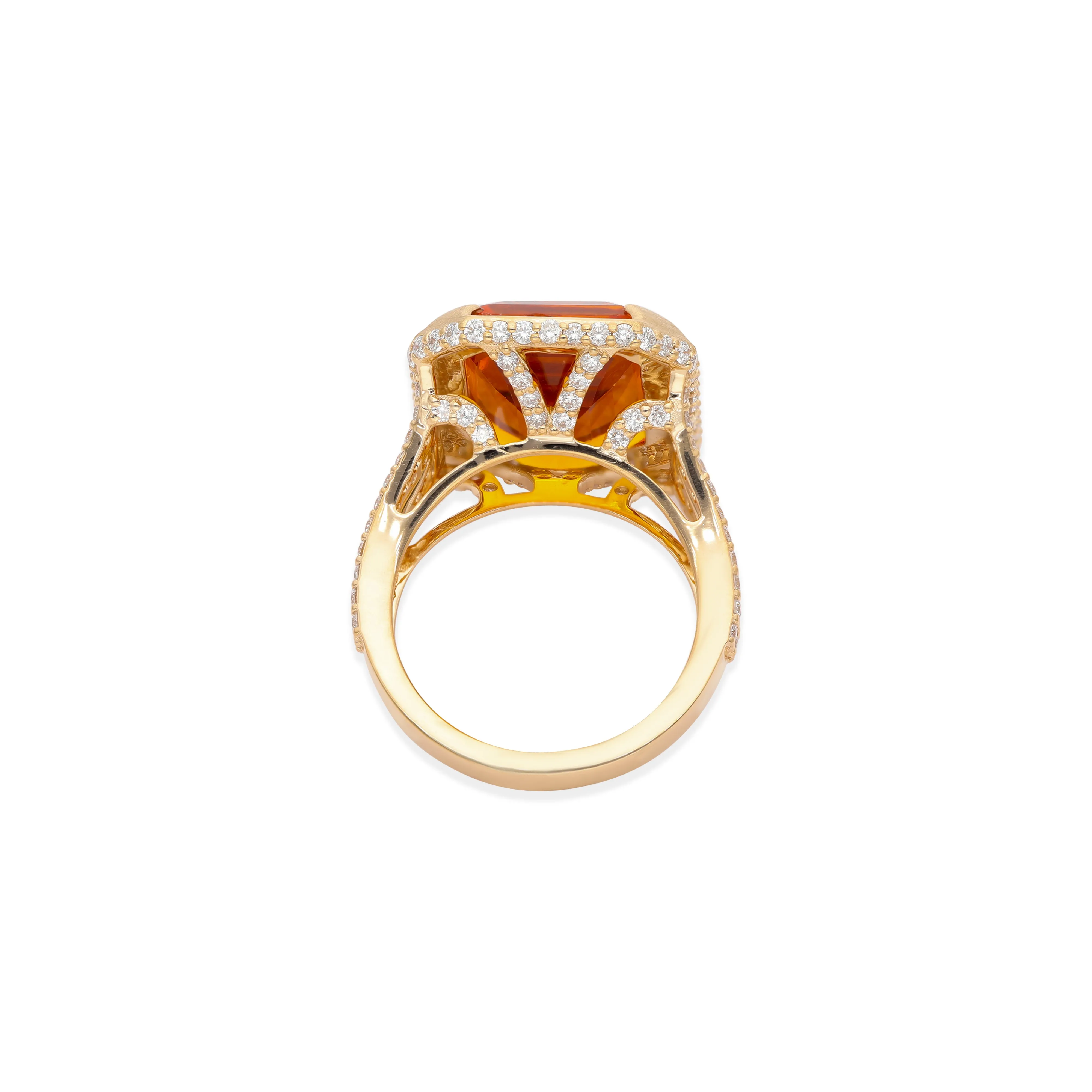 Saffron Citrine 14k Gold Cocktail Ring