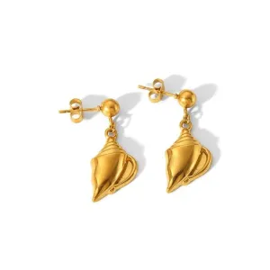 Seashell Dangle Ball Drop Post Earrings