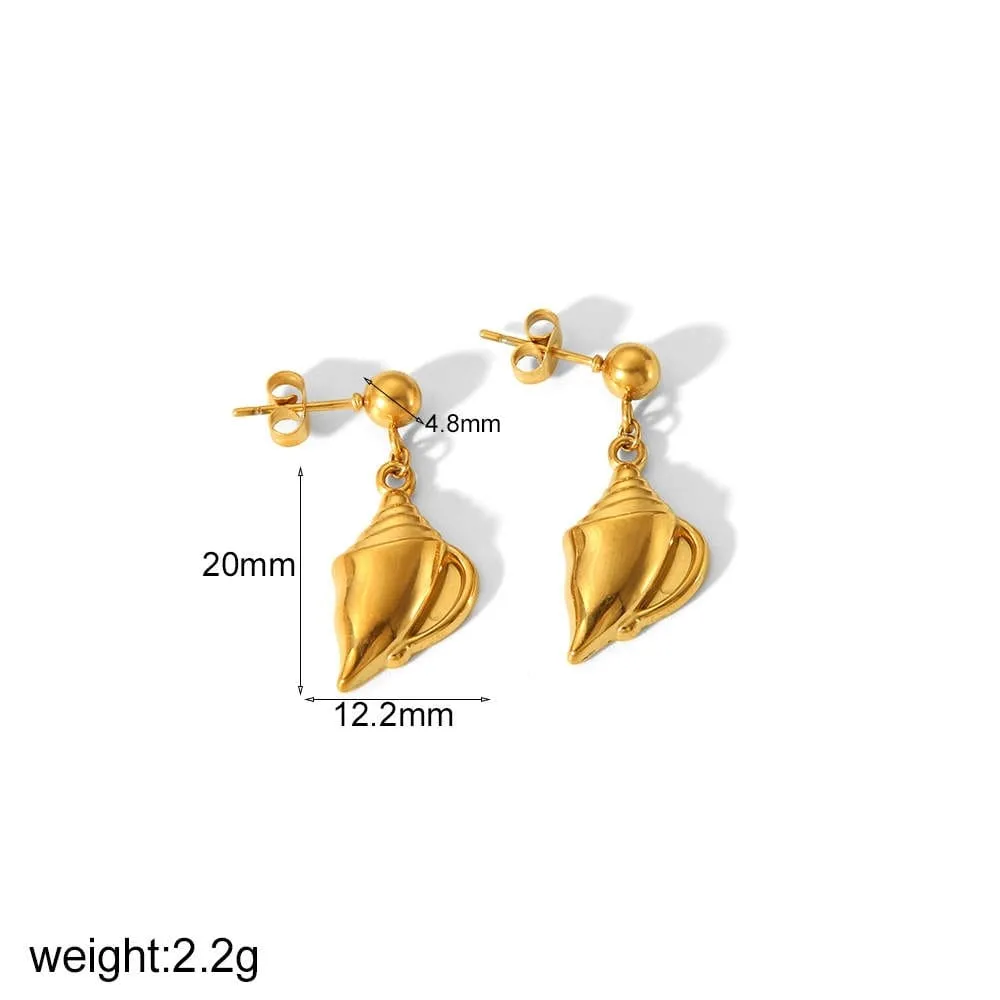 Seashell Dangle Ball Drop Post Earrings