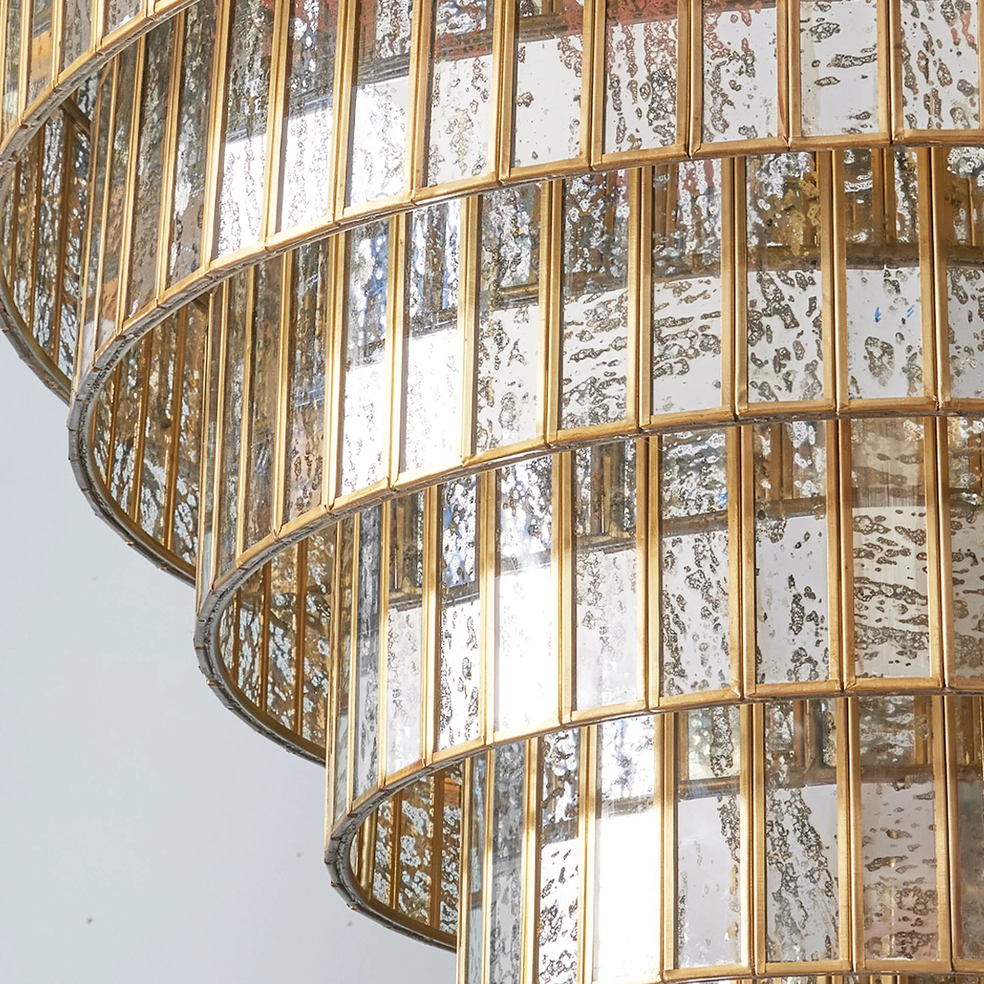 Seven tiered Galactica chandelier in mercurised glass