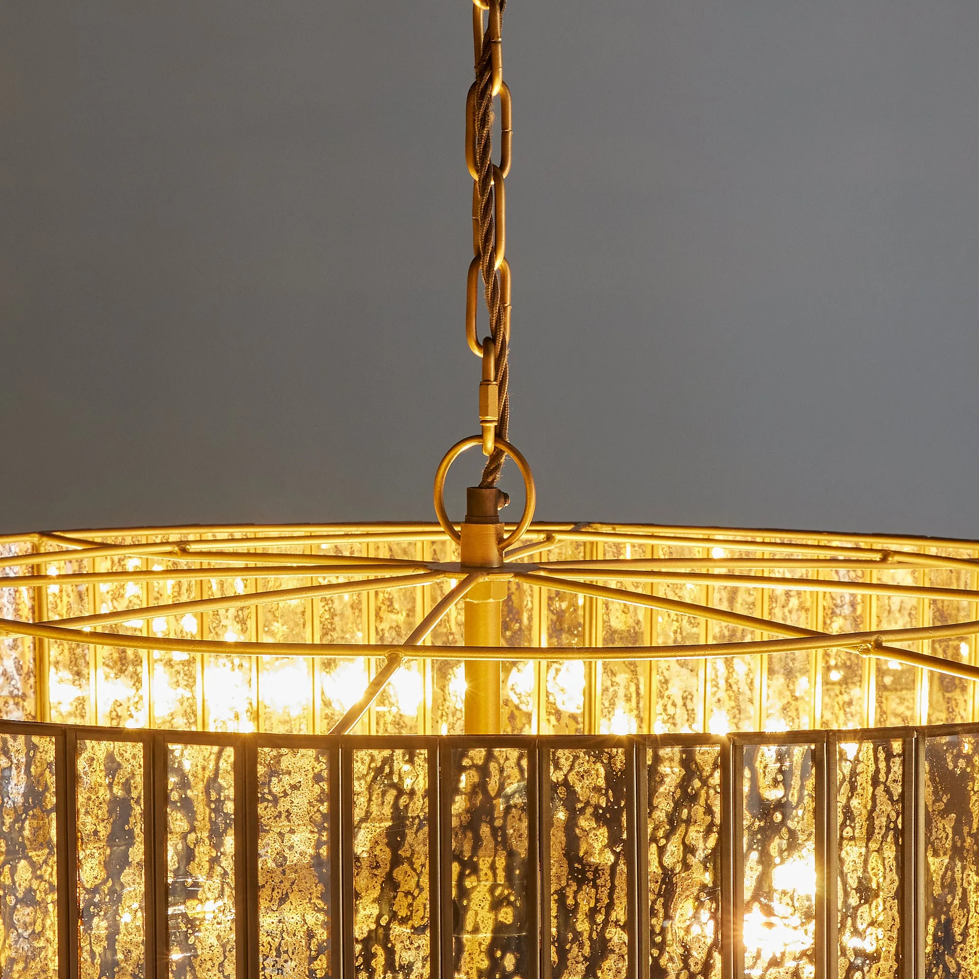 Seven tiered Galactica chandelier in mercurised glass