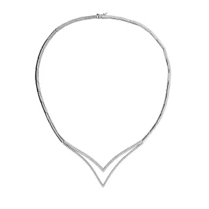 Silver and Pavé Double Curve Collar Necklace