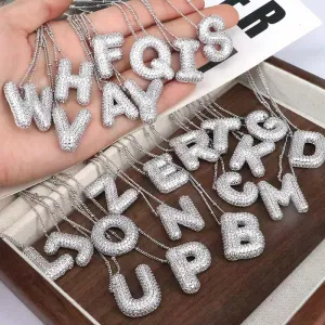 Silver Plated Sparkly Bubble Initial Necklaces