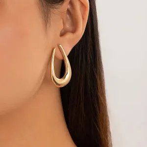 Smooth Glossy Metal U-Shaped Stud Earrings
