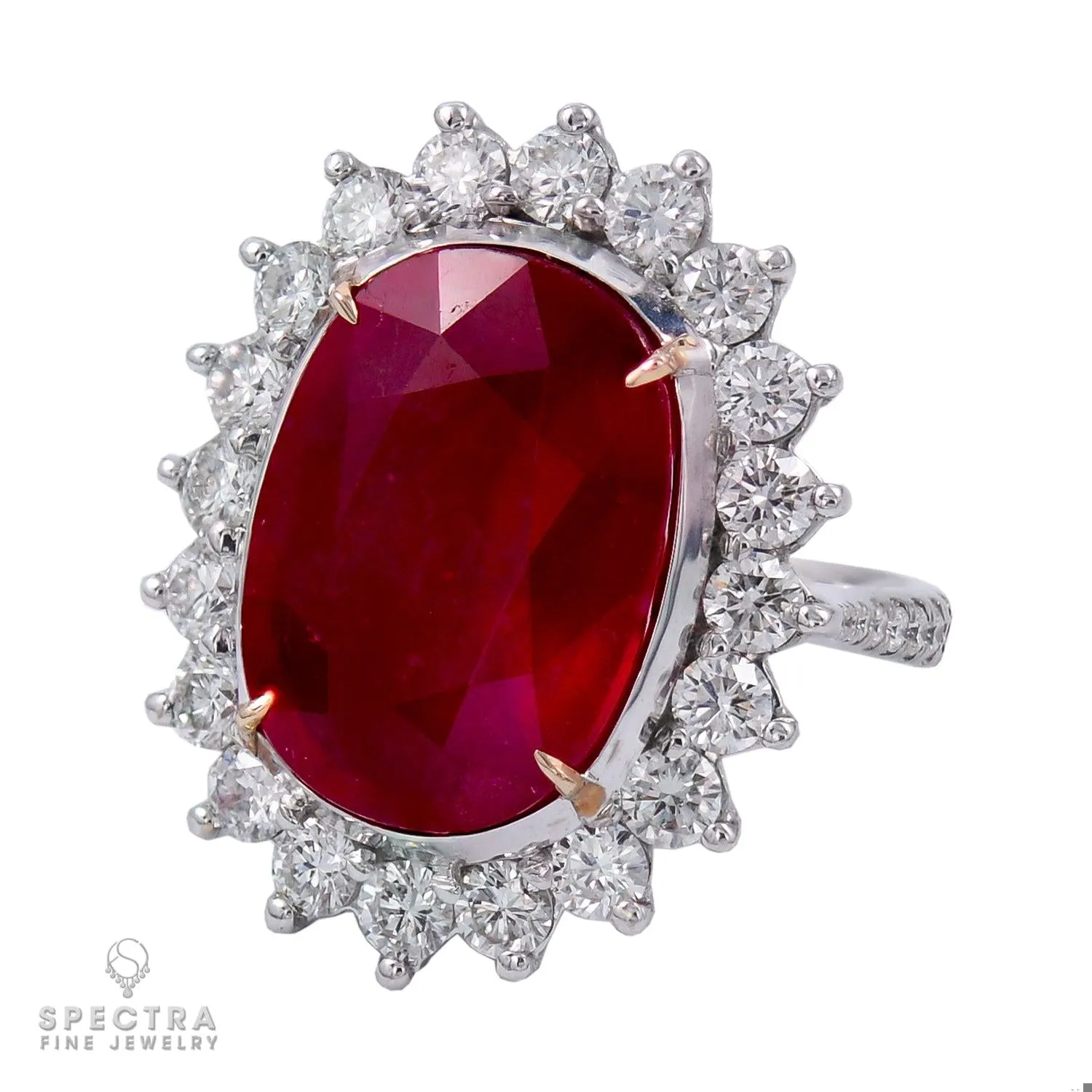 Spectra Fine Jewelry 12.63 ct. Oval Ruby Diamond Cocktail Engagement Ring