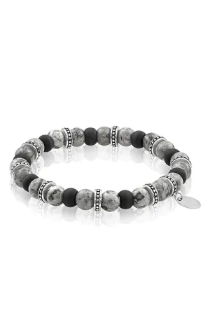 Stainless Steel Carbon Fiber Beaded Bracelet | Italgem Steel