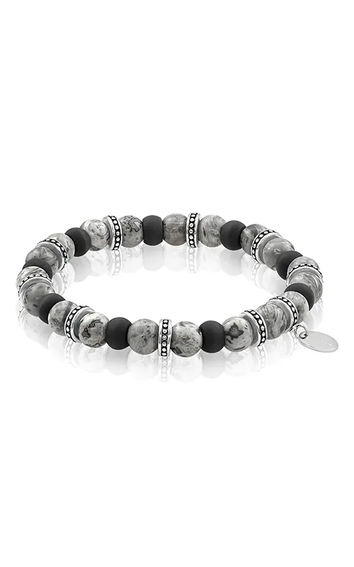 Stainless Steel Carbon Fiber Beaded Bracelet | Italgem Steel