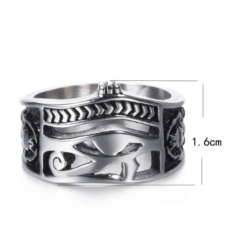 Stainless Steel Egyptian Eye of Horus Vintage Ring Men’s Jewelry