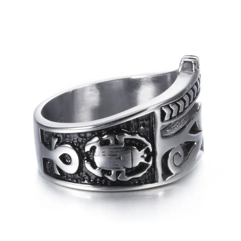 Stainless Steel Egyptian Eye of Horus Vintage Ring Men’s Jewelry