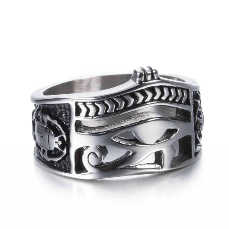 Stainless Steel Egyptian Eye of Horus Vintage Ring Men’s Jewelry