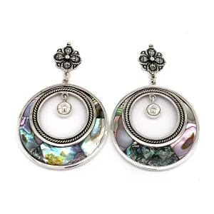 Sterling Silver & Abalone Shell Contemporary Earrings