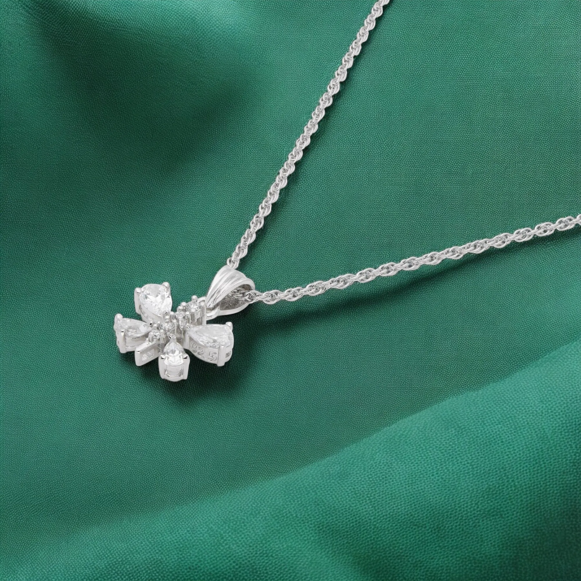 Sterling Silver Floral Blossom Pendant Necklace – A Symbol of Grace and Beauty | SKU : 0003579305, 0021424243, 0021424250
