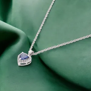 Sterling Silver Heart Pendant Necklace with Sapphire-Tone Stone | SKU : 0003579237, 0021423918, 0021423932, 0021423956