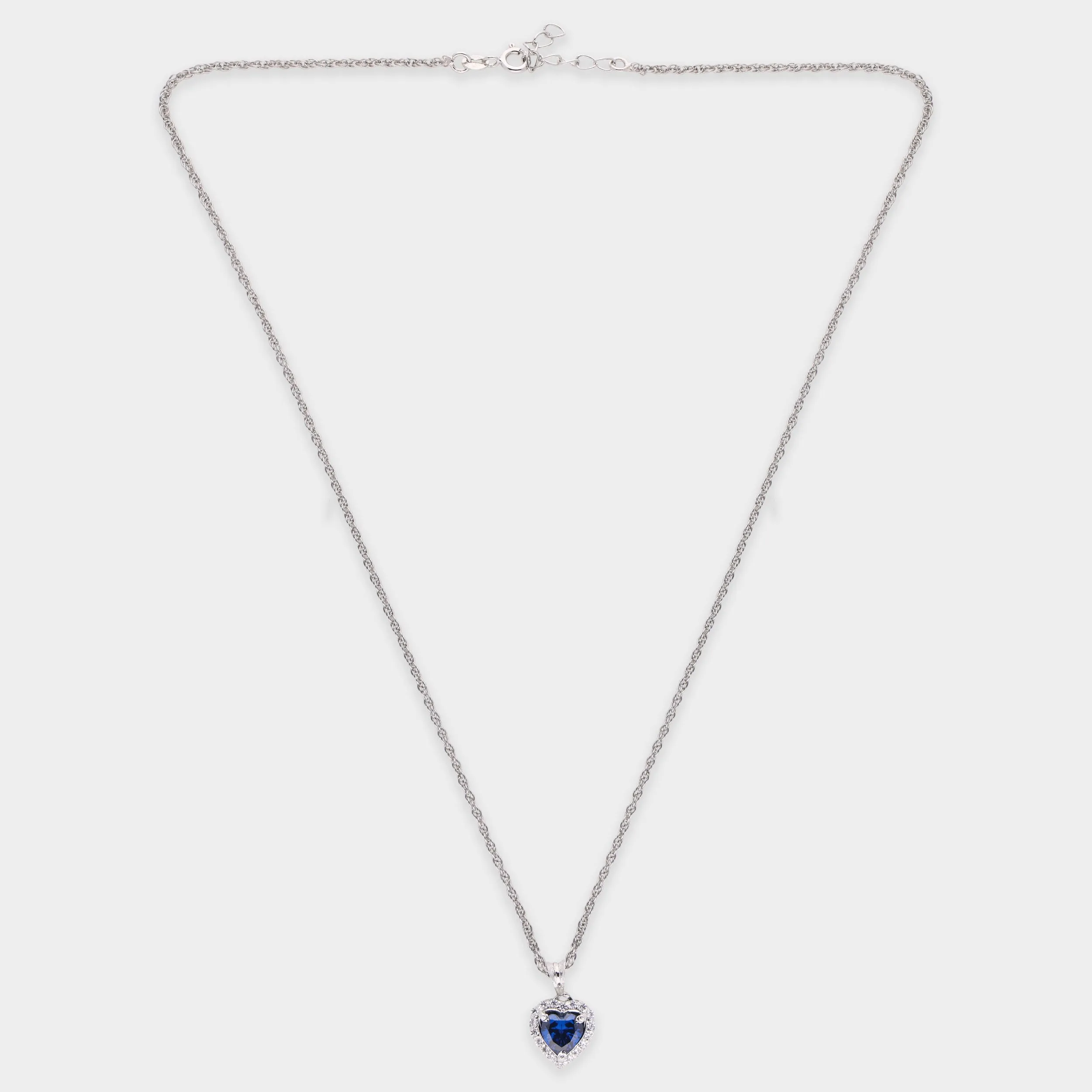 Sterling Silver Heart Pendant Necklace with Sapphire-Tone Stone | SKU : 0003579237, 0021423918, 0021423932, 0021423956
