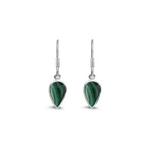Sterling Silver Malachite Inverted Teardrop Earrings