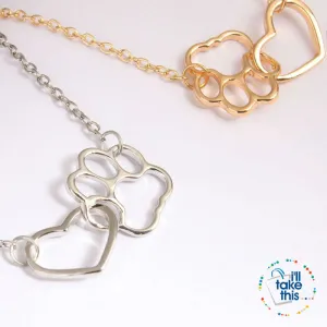 Super Cute 🐾 Paw and Love ❤️ Heart Pendant in Gold or Silver plating with Bonus Necklace