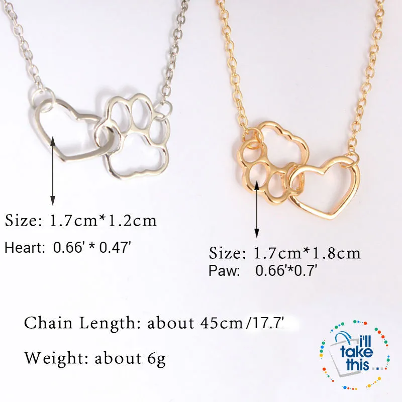 Super Cute 🐾 Paw and Love ❤️ Heart Pendant in Gold or Silver plating with Bonus Necklace
