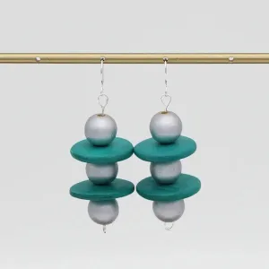 SYLCA Silver and Teal Contemporary Earring