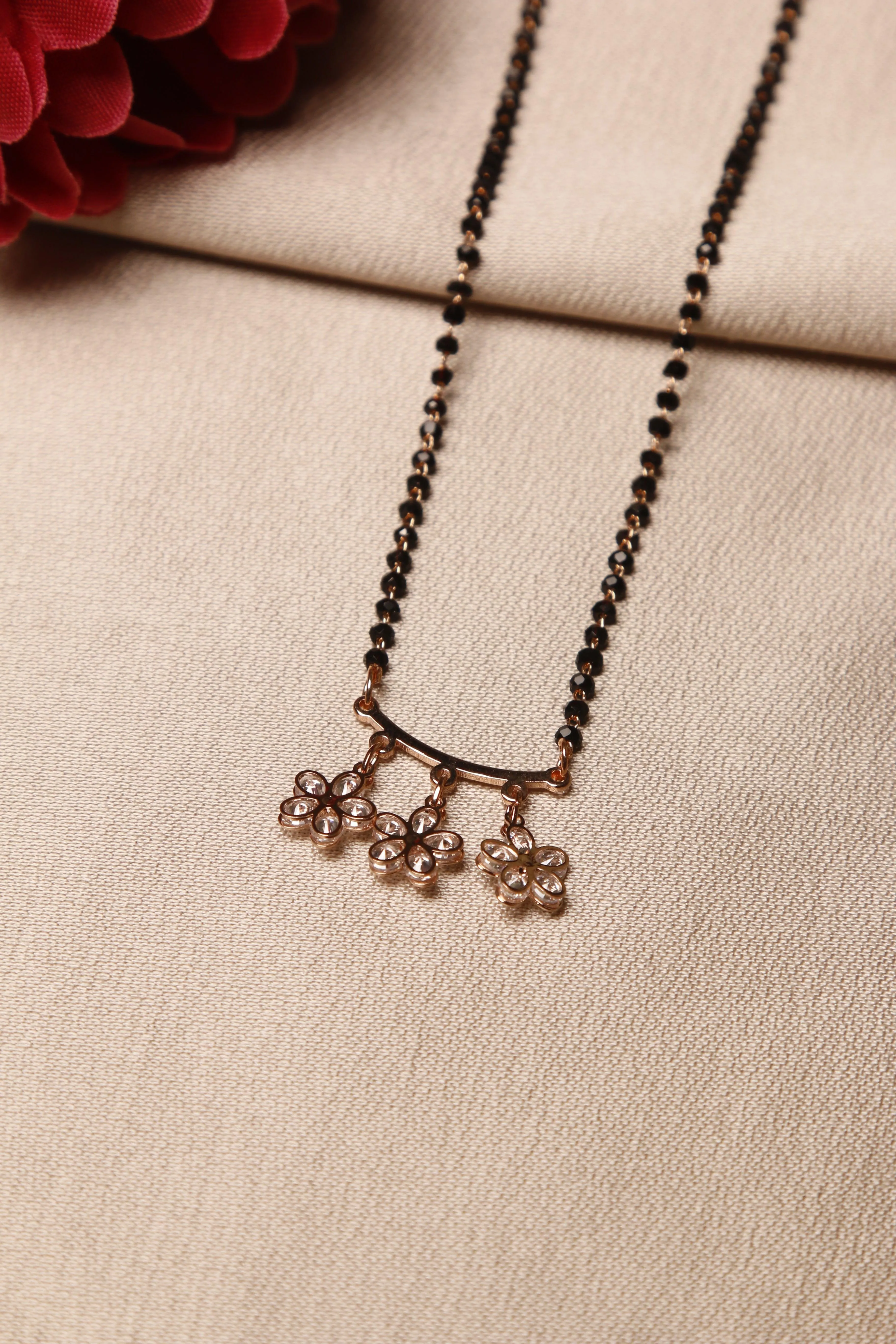 Three Flower Diamond Mangalsutra for Women