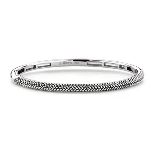Ti Sento Silver Rope Hinged Bangle