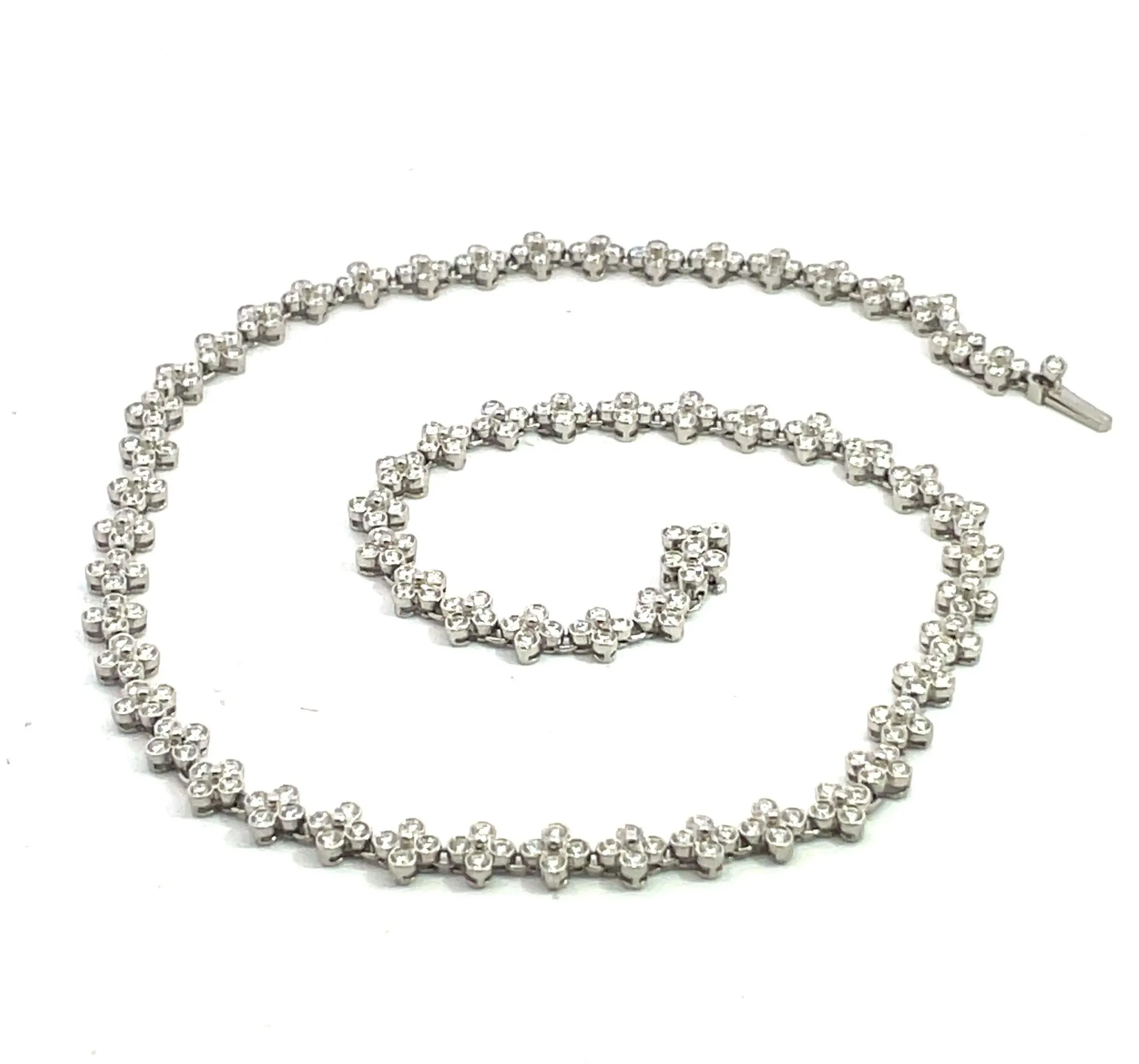Tiffany & Co Platinum Diamond Quadrefoil Link Necklace