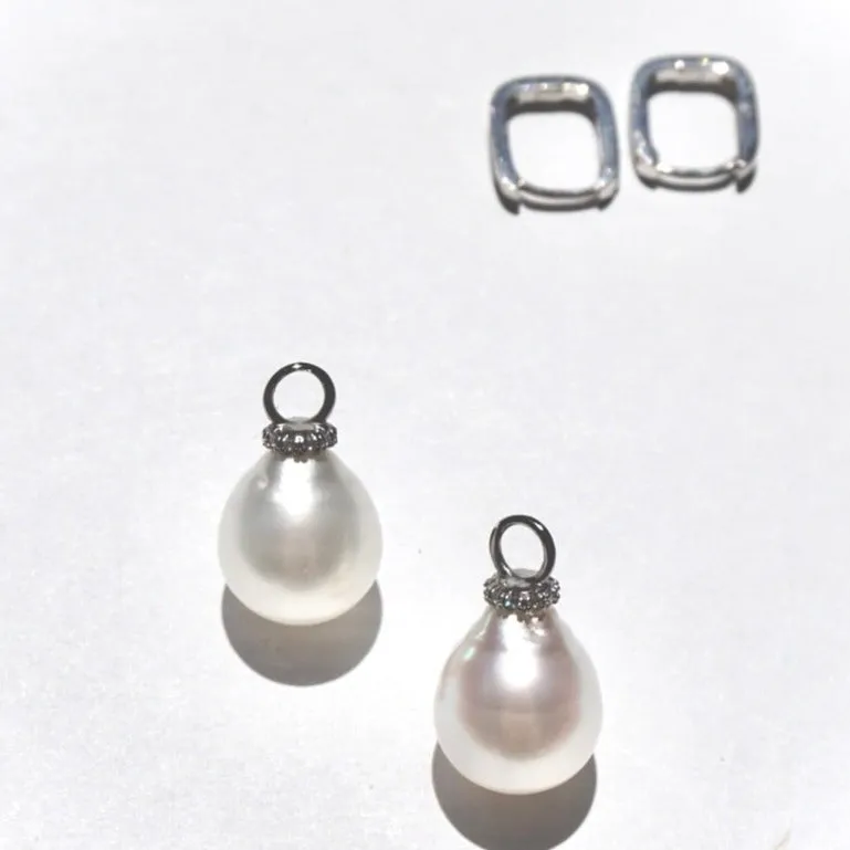 Timeless Allure – 13*15mm White South Sea Baroque Pearl Drop Earrings