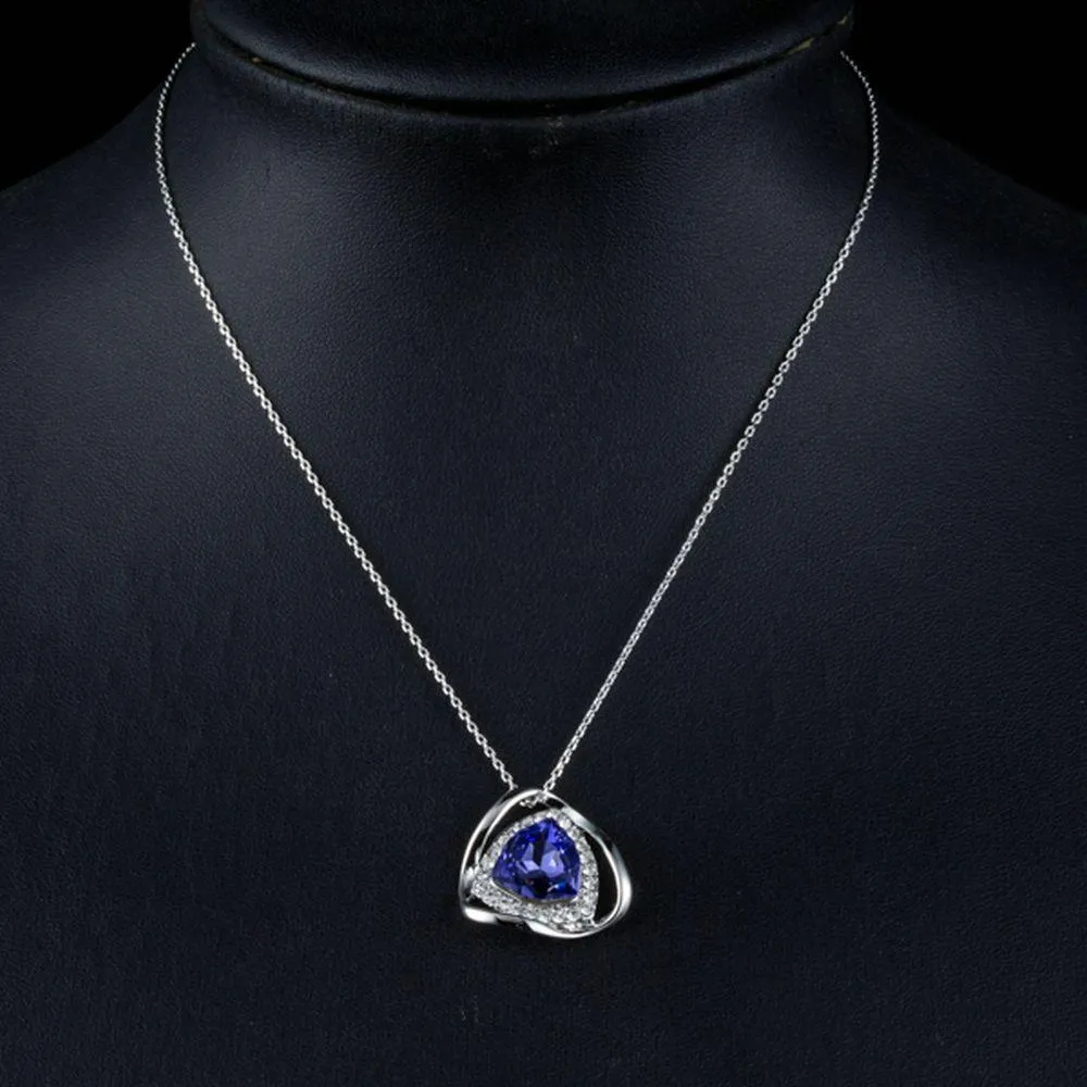 Triangular Royal Blue Crystal Necklace