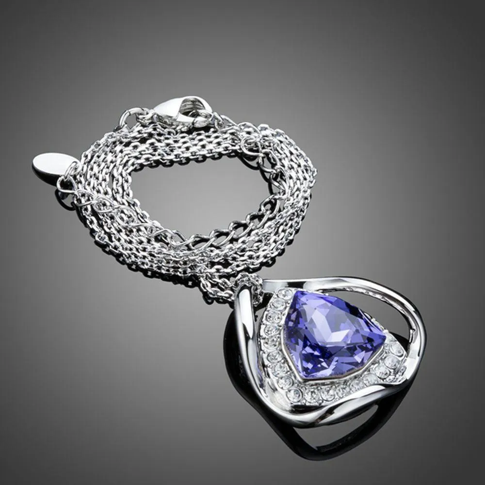 Triangular Royal Blue Crystal Necklace