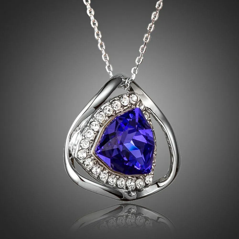 Triangular Royal Blue Crystal Necklace