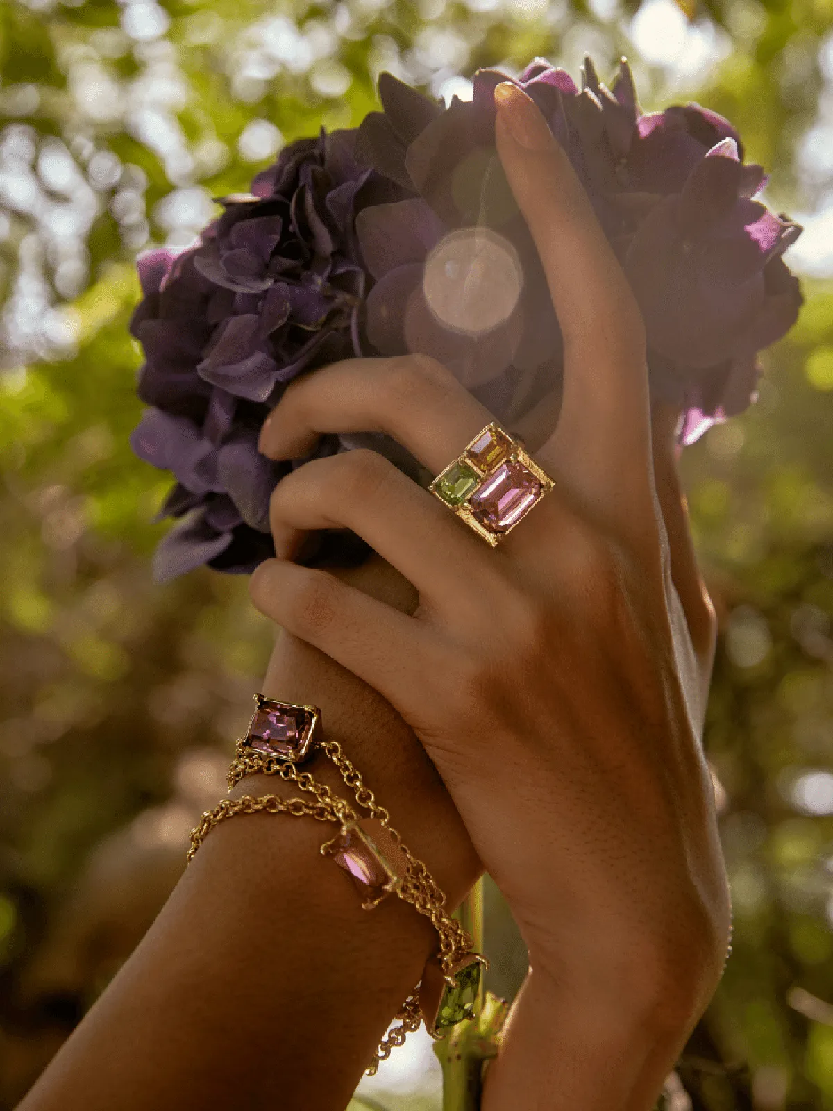 Trio Tone Crystal Ring