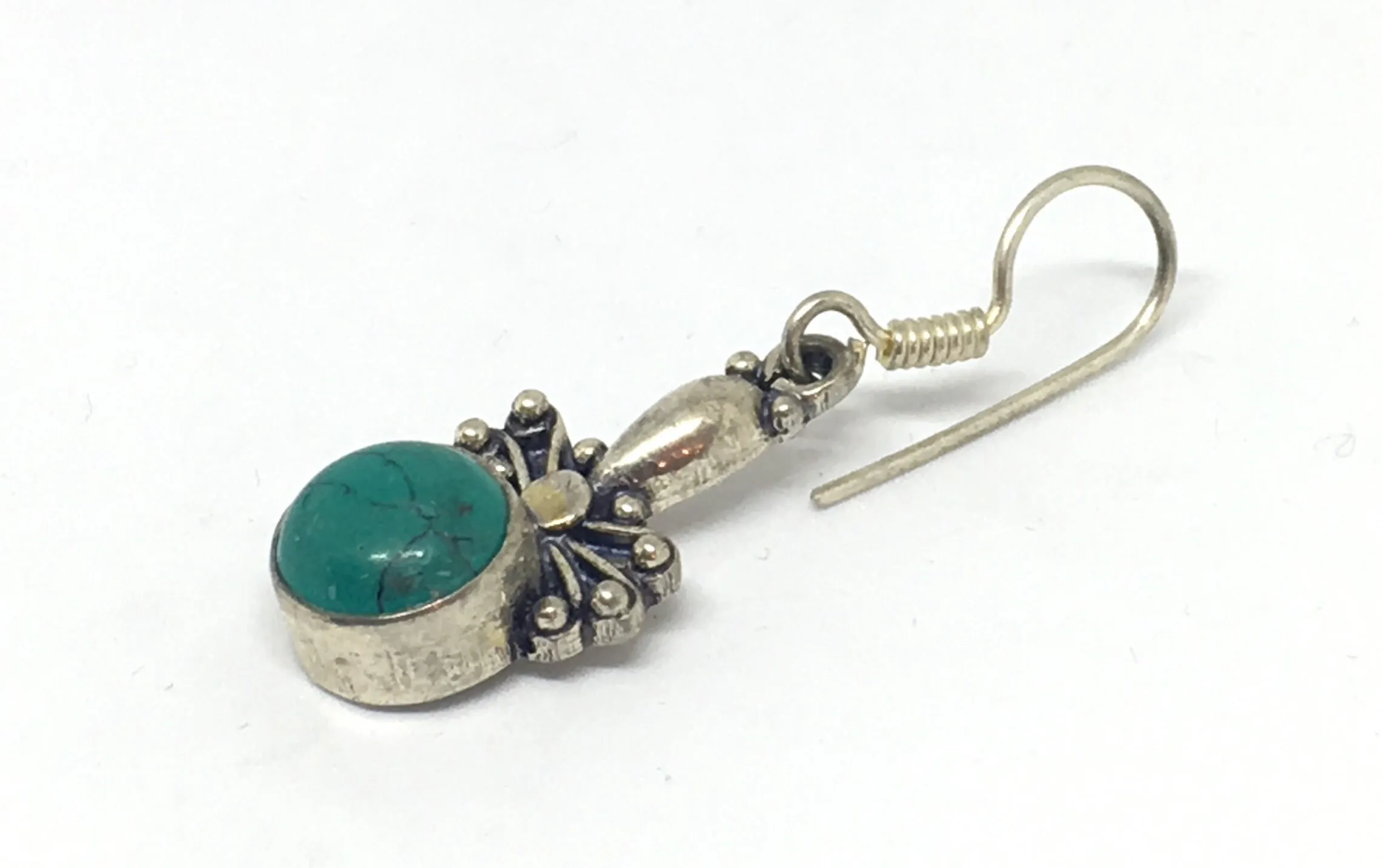 Turquoise Stone Earrings in Sterling Silver