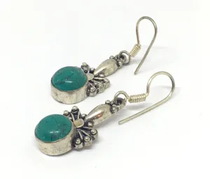 Turquoise Stone Earrings in Sterling Silver