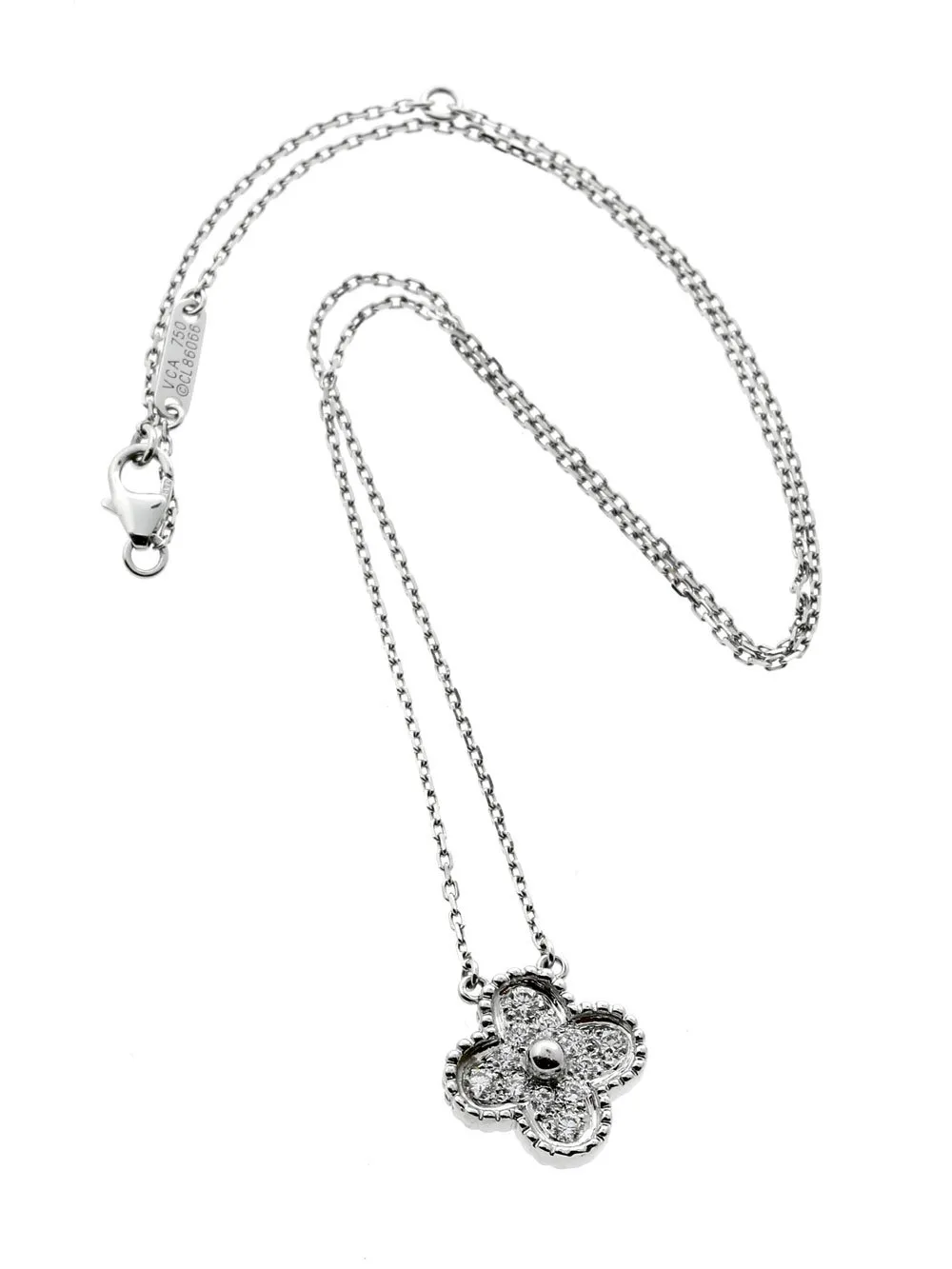 Van Cleef & Arpels Diamond Alhambra Necklace White Gold
