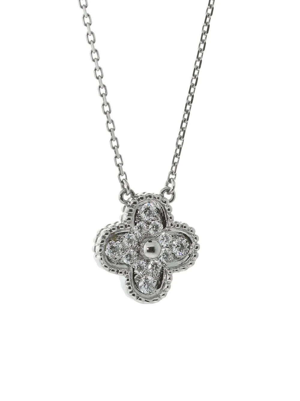 Van Cleef & Arpels Diamond Alhambra Necklace White Gold
