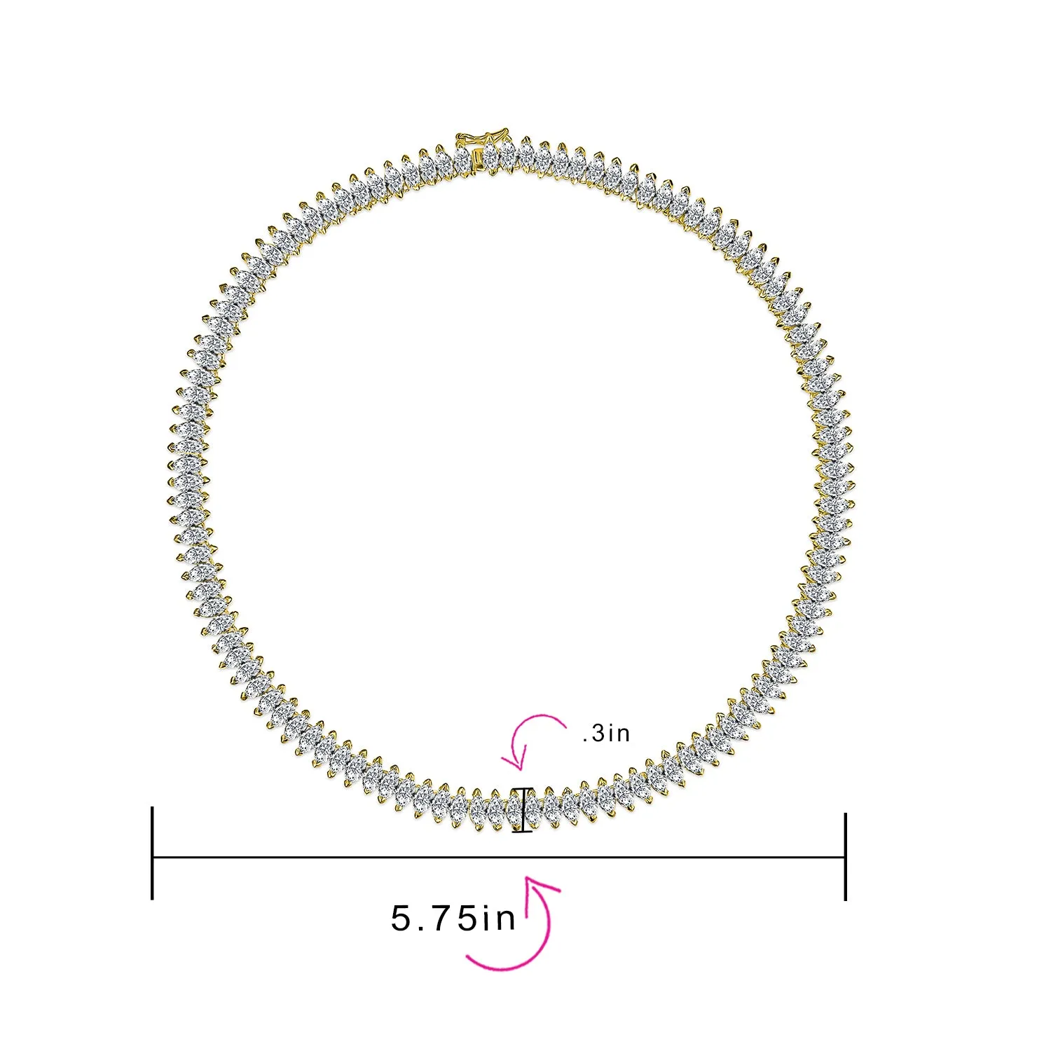 Vintage Art Deco Collar Necklace with Clear White Cubic Zirconia for Bridal Events